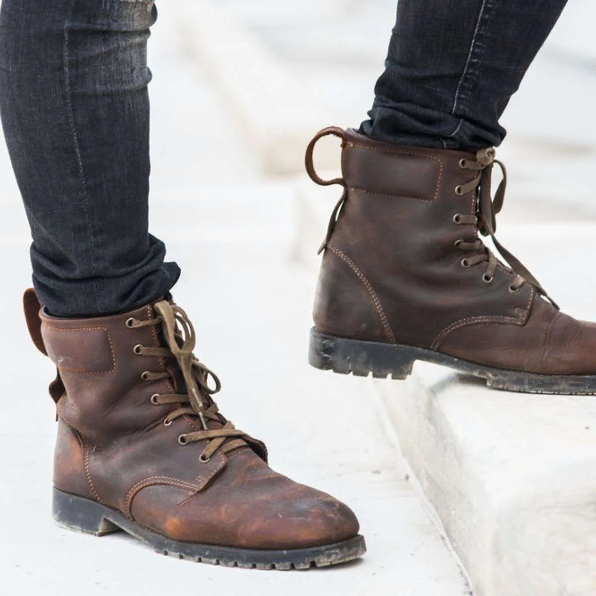 Dark brown boots with black pants best sale