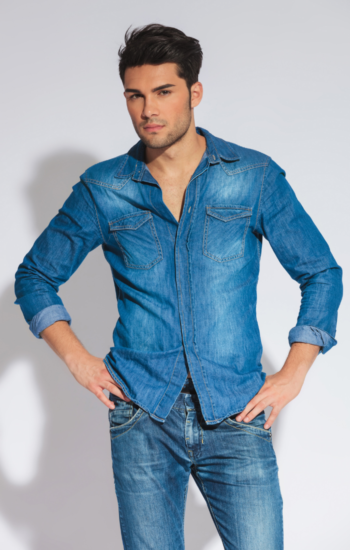 Denim shirt and outlet jeans combination